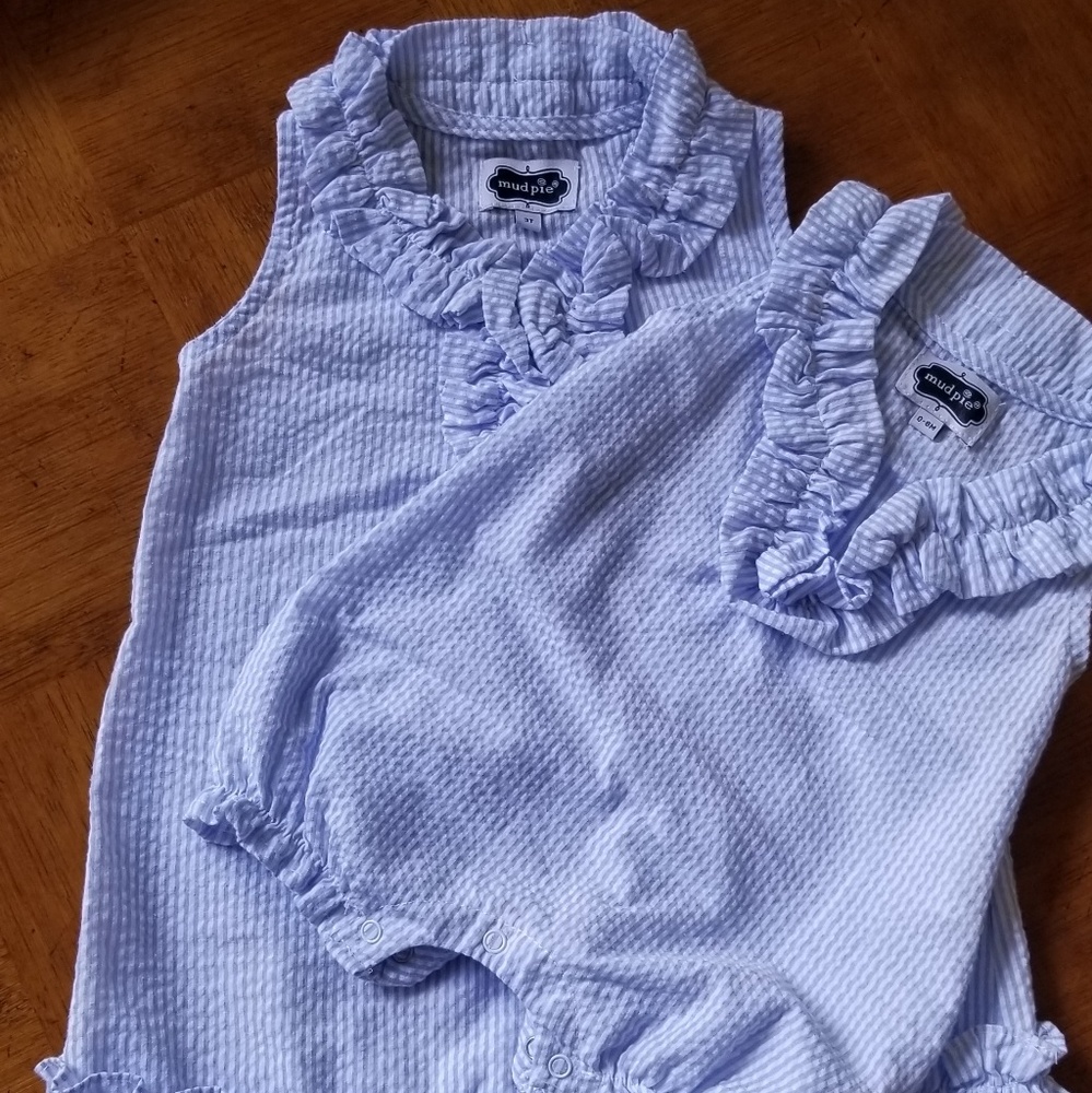 Matching Seersucker Dress and Romper